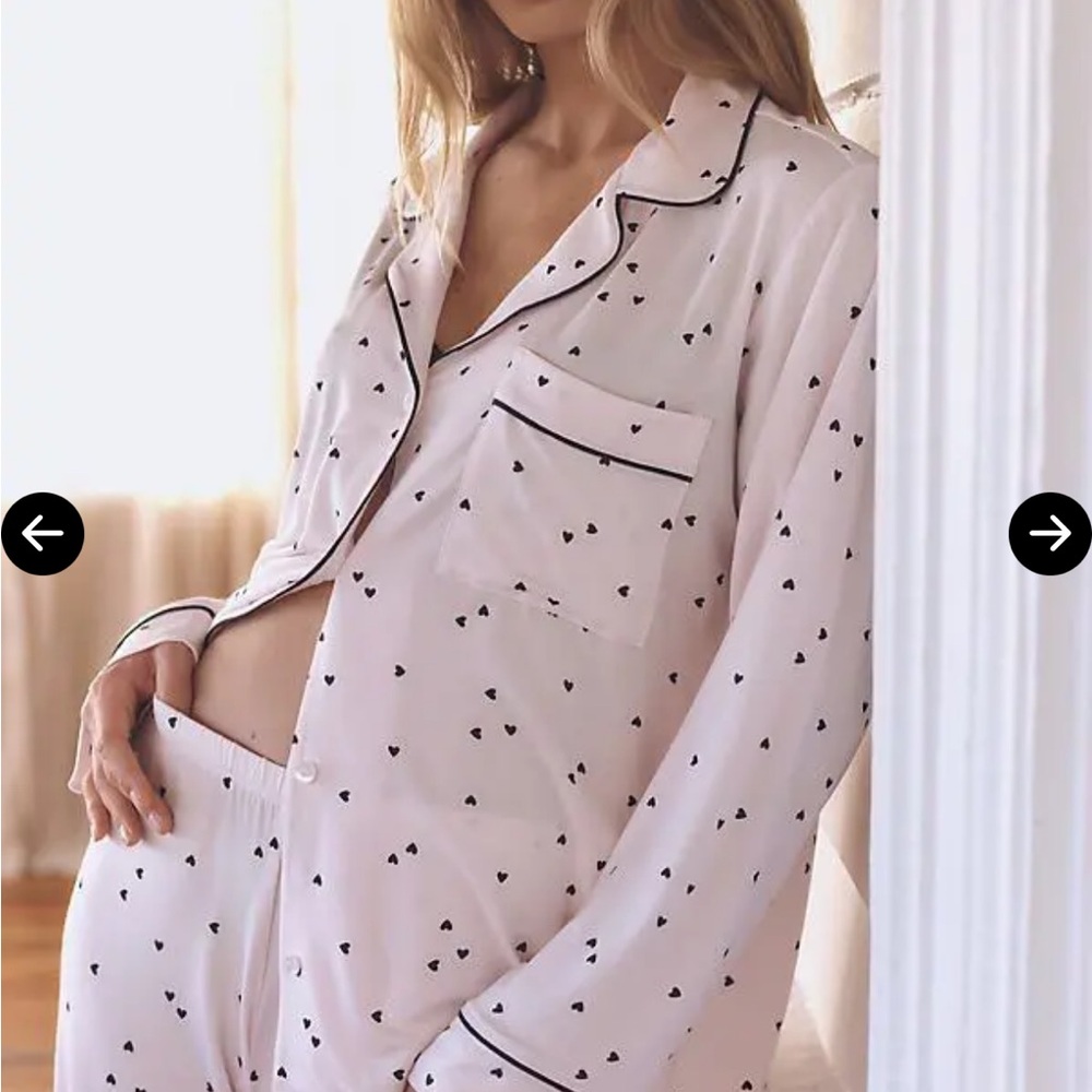 NWT Eberjey Gisele Heart Print Pajama Set